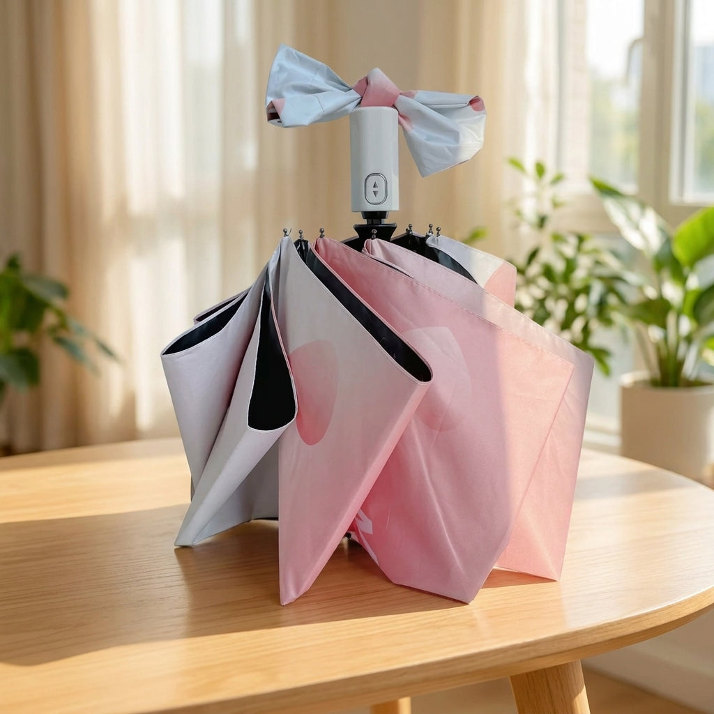 Heart Gradient Automatic Umbrella - UV-Proof Black Coating, Ins-Style Aesthetic Folding Umbrella