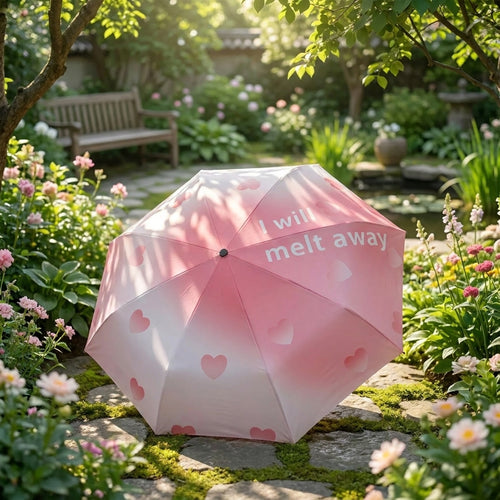 Heart Gradient Automatic Umbrella - UV-Proof Black Coating, Ins-Style Aesthetic Folding Umbrella