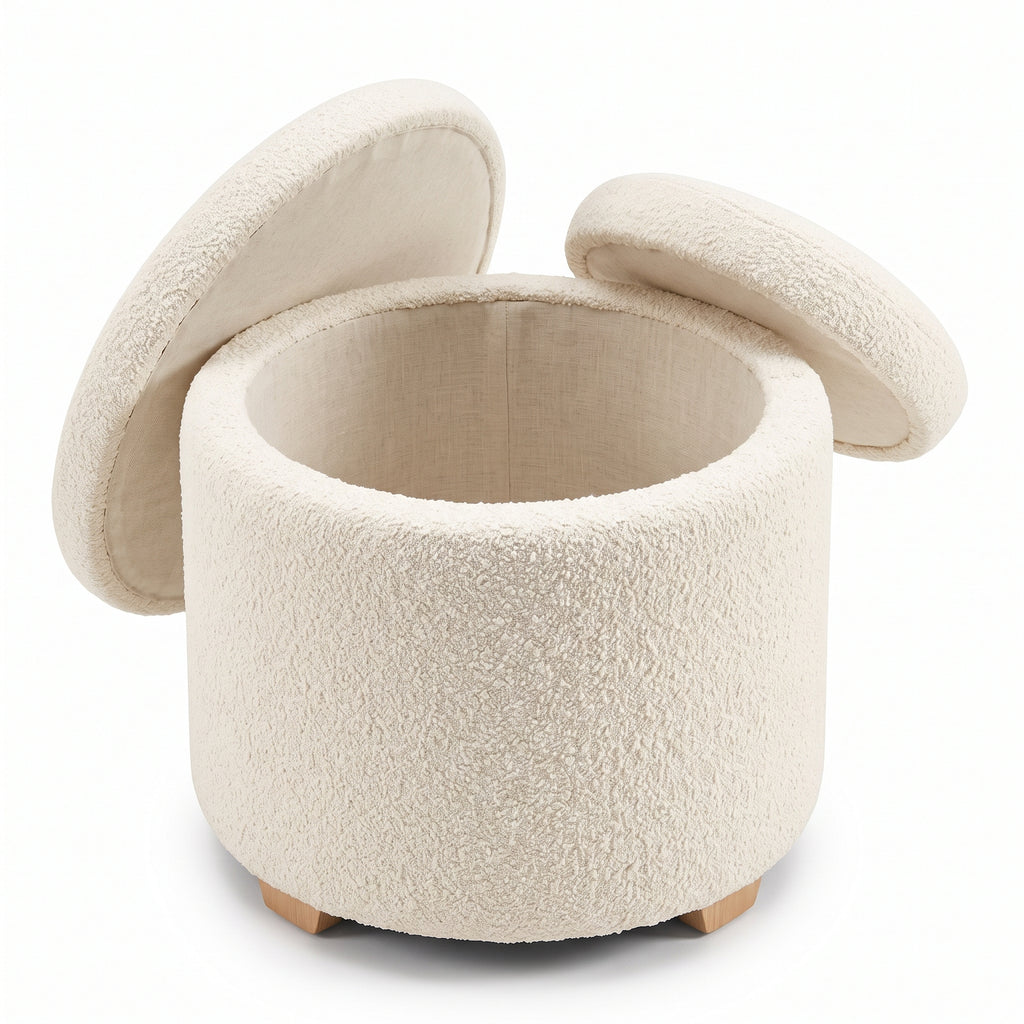 Cozy Boucle Ottoman Bench – Elegant Accent Stool with Hidden Storage for Modern Homes