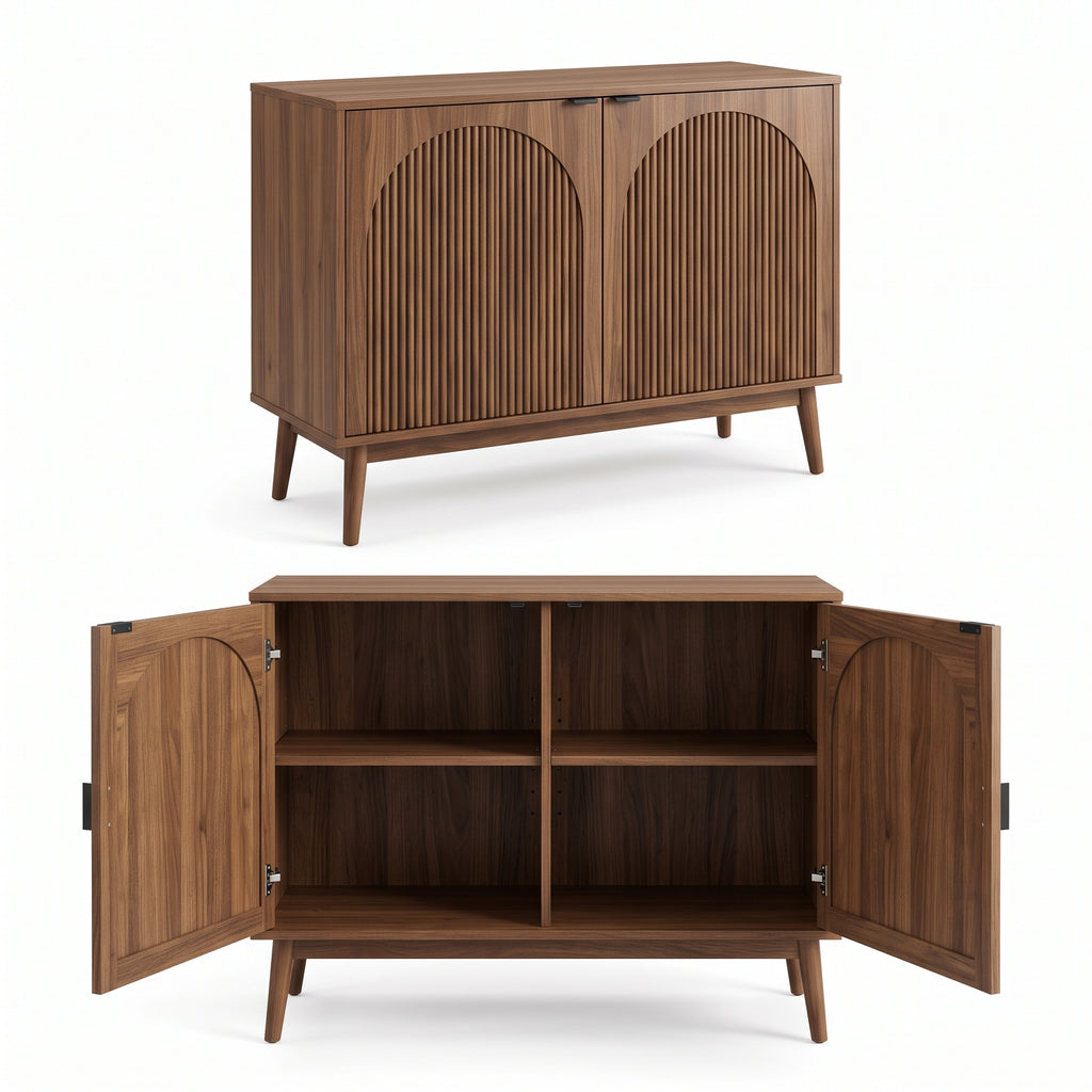 Aria Fluted Storage Cabinet – Contemporary Accent Furniture with Textured Doors and Spacious Storage